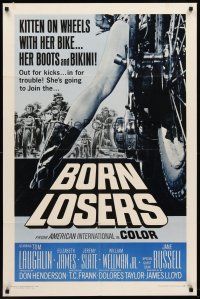 6p120 BORN LOSERS 1sh '67 Tom Laughlin directs and stars as Billy Jack, sexy motorcycle image!