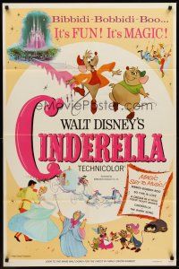6p173 CINDERELLA 1sh R73 Walt Disney classic romantic musical fantasy cartoon!