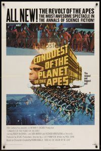 6p193 CONQUEST OF THE PLANET OF THE APES style B int'l 1sh '72 Roddy McDowall, apes are revolting!