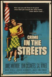 6p204 CRIME IN THE STREETS 1sh '56 directed by Don Siegel, Sal Mineo & 1st John Cassavetes!
