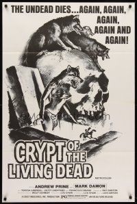 6p209 CRYPT OF THE LIVING DEAD 1sh '73 La tumba de la isla maldita, wild Joe Smith horror art!