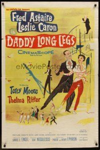 6p210 DADDY LONG LEGS 1sh '55 wonderful art of Fred Astaire in tux dancing with Leslie Caron!