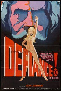 6p225 DEFIANCE OF GOOD 1sh '74 Jean Jennings, Fred J. Lincoln, cool sexy artwork!