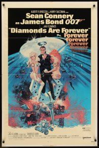 6p237 DIAMONDS ARE FOREVER 1sh '71 Sean Connery as James Bond 007 by Robert McGinnis!