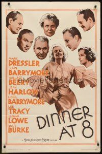 6p240 DINNER AT 8 1sh R62 Jean Harlow in one of the most classic all-star romantic comedies!