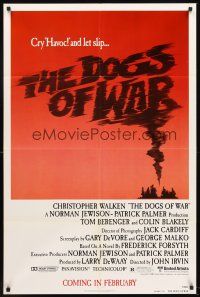 6p252 DOGS OF WAR advance 1sh '81 cool title art made from smoke!
