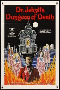 6p260 DR. JEKYLL'S DUNGEON OF DEATH 1sh '82 artwork of sexy near-naked zombie women!