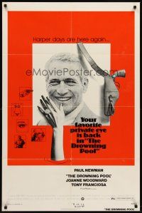 6p270 DROWNING POOL 1sh '75 cool image of Paul Newman as private eye Lew Harper!
