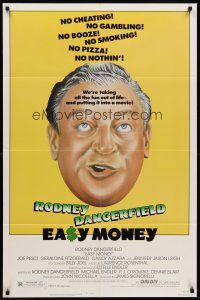 6p280 EASY MONEY 1sh '83 wacky headshot artwork of screwball Rodney Dangerfield!