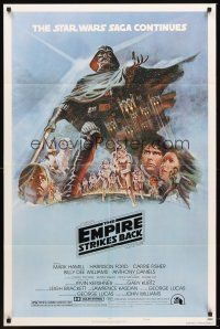 6p290 EMPIRE STRIKES BACK style B 1sh '80 George Lucas sci-fi classic, cool artwork by Tom Jung!