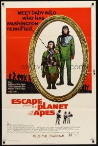 6p296 ESCAPE FROM THE PLANET OF THE APES 1sh '71 meet Baby Milo who has Washington terrified!