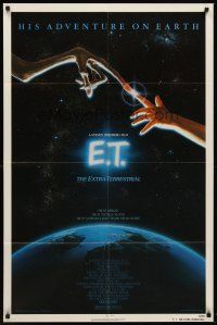 6p275 E.T. THE EXTRA TERRESTRIAL 1sh '82 Drew Barrymore, Steven Spielberg classic, Alvin art!