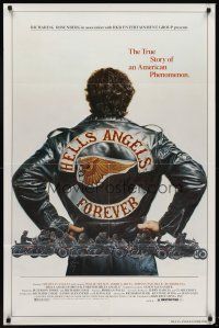 6p408 HELL'S ANGELS FOREVER 1sh '83 cool art of biker gang on motorcycles by Charles Lilly!