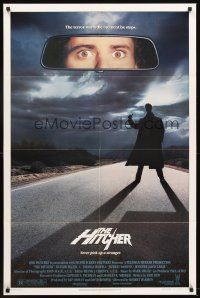 6p417 HITCHER 1sh '86 Rutger Hauer, C. Thomas Howell, terror starts the moment he stops!