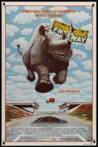 6p423 HONKY TONK FREEWAY 1sh '81 cool giant flying rhinocerus image!