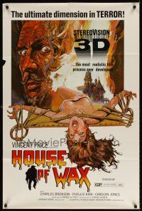 6p437 HOUSE OF WAX 1sh R72 Vincent Price, Charles Bronson, monster & sexy girl!