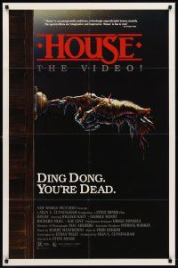 6p435 HOUSE video 1sh '86 great artwork of severed hand ringing doorbell, don't come alone!