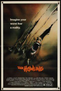 6p440 HOWLING 1sh '81 Joe Dante, cool image of screaming female attacked by werewolf!
