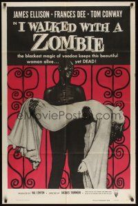 6p444 I WALKED WITH A ZOMBIE style A 1sh R56 classic Lewton & Tourneur, great different image!