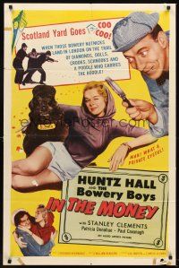 6p451 IN THE MONEY 1sh '58 Huntz Hall & The Bowery Boys are the daffy dragnet!