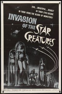 6p463 INVASION OF THE STAR CREATURES 1sh '62 AIP, beautiful, blood of monsters in their veins!