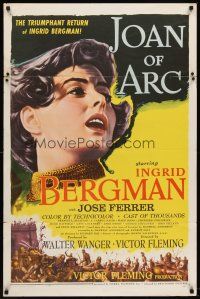 6p471 JOAN OF ARC 1sh R57 Jose Ferrer, different art of pretty Ingrid Bergman!
