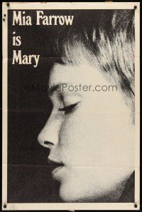 6p474 JOHN & MARY teaser 1sh '69 super close image of pretty Mia Farrow!