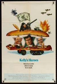 6p480 KELLY'S HEROES style B 1sh '70 Clint Eastwood, Telly Savalas, Don Rickles, Donald Sutherland!