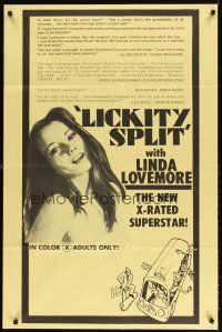 6p517 LICKITY SPLIT 1sh '74 directed by Carter Stevens, sexy Linda Lovemore!