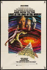 6p518 LIGHT AT THE EDGE OF THE WORLD 1sh '71 Kirk Douglas, Jules Verne novel, cool Terpning art!