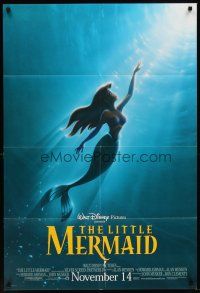 6p521 LITTLE MERMAID advance DS 1sh R97 great image of Ariel & cast, Disney underwater cartoon!