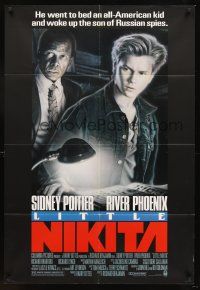 6p523 LITTLE NIKITA 1sh '88 art of Sidney Poitier & River Phoenix, Cold War thriller!
