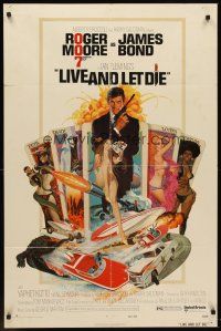 6p524 LIVE & LET DIE 1sh '73 art of Roger Moore as James Bond by Robert McGinnis!