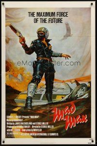 6p548 MAD MAX 1sh '80 cool art of wasteland cop Mel Gibson, George Miller Australian sci-fi classic