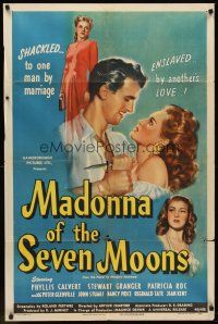 6p551 MADONNA OF THE SEVEN MOONS 1sh '46 Phyllis Calvert, Stewart Granger, English love triangle!