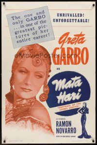 6p574 MATA HARI 1sh R63 great close-up image of pretty Greta Garbo!