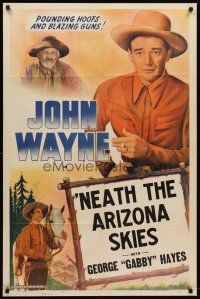 6p603 JOHN WAYNE stock 1sh '40s image of John Wayne, Gabby Hayes, Neath The Arizona Skies