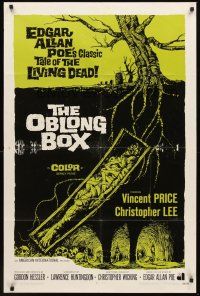 6p628 OBLONG BOX int'l 1sh '69 Vincent Price, Edgar Allan Poe's tale of living dead, horror art!