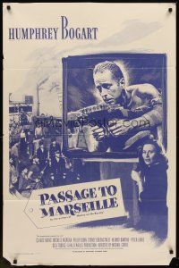 6p659 PASSAGE TO MARSEILLE 1sh R56 great images of Humphrey Bogart & Michele Morgan!