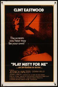 6p678 PLAY MISTY FOR ME int'l 1sh '71 classic Clint Eastwood, Jessica Walter, invitation to terror!