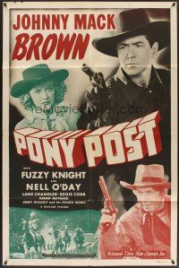 6p681 PONY POST 1sh R48 Johnny Mack Brown, Fuzzy Knight & Nell O'Day in western action!