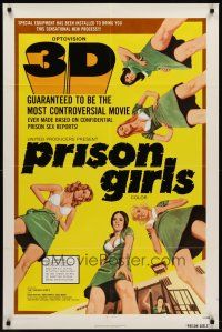 6p688 PRISON GIRLS 1sh '72 3-D, Uschi Digard, the most controversial movie ever!