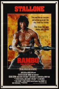 6p708 RAMBO FIRST BLOOD PART II 1sh '85 no man, no law, no war can stop Sylvester Stallone!