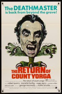 6p720 RETURN OF COUNT YORGA 1sh '71 Robert Quarry, AIP vampires, wild monster art!