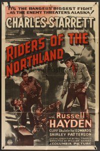 6p732 RIDERS OF THE NORTHLAND 1sh '42 Charles Starrett is a Texas Ranger in Alaska!