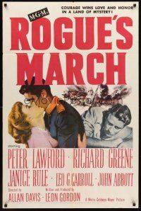 6p741 ROGUE'S MARCH 1sh '52 Peter Lawford, Janice Rule & Richard Greene in a land of mystery!