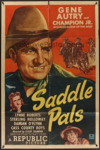 6p754 SADDLE PALS 1sh '47 Gene Autry, Lynne Roberts, Sterling Holloway!