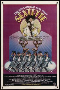 6p780 SEXTETTE 1sh '79 art of ageless Mae West w/dancers & dogs by Drew Struzan!