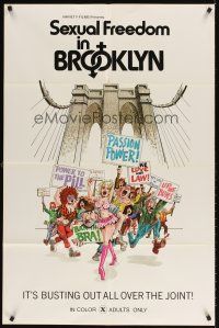 6p781 SEXUAL FREEDOM IN BROOKLYN 1sh '71 great artwork, it's busting out all over the joint!