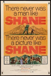 6p784 SHANE 1sh R66 most classic western, Alan Ladd, Jean Arthur, Van Heflin, Brandon De Wilde